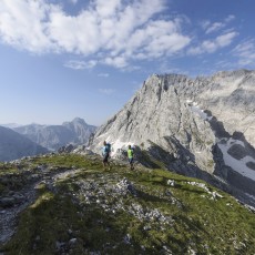 Hiking in the alpine cirque of the Blaueis-Glacier