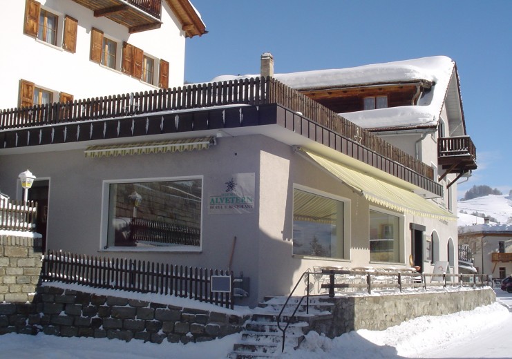 The Schorta's Alvetern Hotel and Restaurant in winter